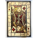 20TH CENTURY SCHOOL 'Jack of Diamonds' and 'Queen of Clubs', two, stained glass style oil on canvas,