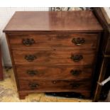 CHEST, 19th century and later, mahogany of four drawers (adapted), 69cm W x 72cm H x 42cm D.