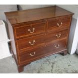 CHEST, Georgian revival mahogany and satinwood banded, circa 1900, of four drawers, 80cm H x 91cm