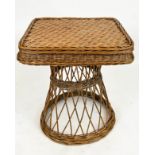 LAMP TABLE, circa 1970s French wicker, 61cm H x 51cm x 53cm.