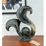 ABSTRACT SCULPTURE, probably soapstone, contemporary, 49cm H x 42cm W.