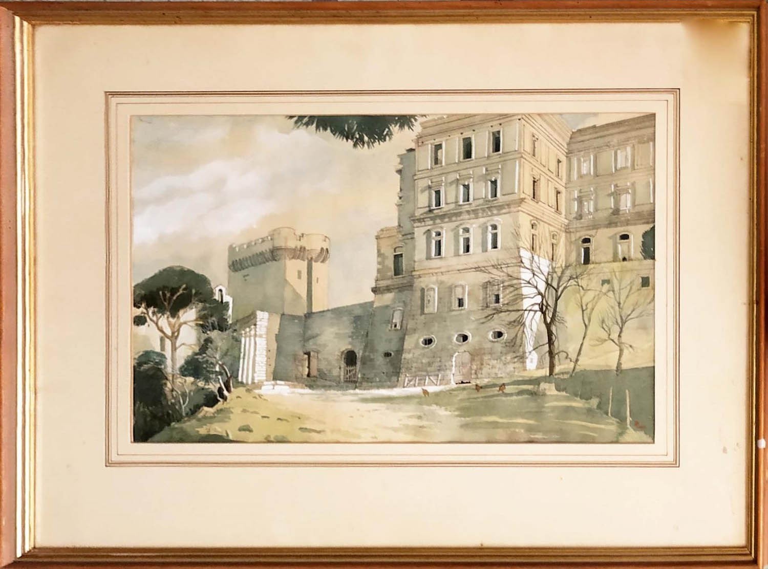 JOHN DOYLE MBE PPRWS (b.1928), 'The Abbey of Mont Majour Provence', watercolour and gouache, 31cm