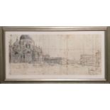 AFTER VANVITELI (Gaspar Van Wittel) 'Santa Maria Della Salute--Venice', giclée 37cm x 94cm, framed.