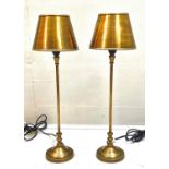 LIBRARY TABLE LAMPS, a pair, 64cm x 20cm, gilt finish. (2)