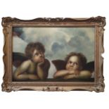 AFTER RAPHAEL (Sanzio) 'Two Cherubs from the Sistine Madonna', oil on canvas, 46cm x 68cm, framed.