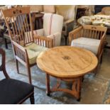 SWEDISH CARVER CHAIR, early 20th century, birch, a bergere, and a similar coffee table, table: