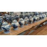 GINGER JARS, a set of ten, 17cm H, Chinese Export style blue and white ceramic. (10)