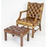 GAINSBOROUGH ARMCHAIR, 92cm H x 61cm W, Georgian style mahogany in brown leather and a matching