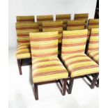 DINING CHAIRS, a set of twelve, with ribbed striped, studded cut velvet upholstery. (2)