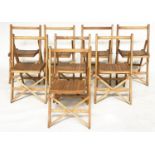 FOLDING CHAIRS, a set of eight, 1950s good quality English made beechwood. (8)