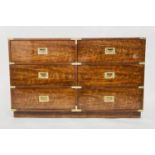 CHEST BY DREXEL HERITAGE, Campaign style mahogany and brass bound with six drawers, 123cm W x 46cm D
