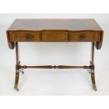 SOFA TABLE, 73CM H x 101cm W x 60cm D, 151cm open, Regency style, mahogany, rosewood and burr walnut