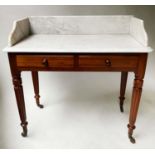 WASHSTAND, Victorian mahogany with white marble 3/4 galleried top above two frieze drawers, 88cm H x