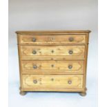 COMMODE, 19th century French pine with four long drawers, 95cm x 46cm x 89cm H.
