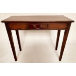 HALL TABLE, George III mahogany, of adapted shallow proportions with short frieze drawer, 73cm H x
