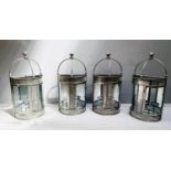 WALL MOUNTING CANDLE LANTERNS, 45cm x 25cm x 14cm, a set of four, silvered finish. (4)
