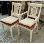 DINING CHAIRS, a set of four, 92cm H x 58cm W x 51cm D, comprising two carvers and two side chairs