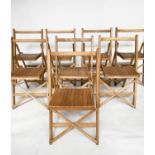 FOLDING CHAIRS, a set of eight, 1950s good quality English made beechwood (matching previous