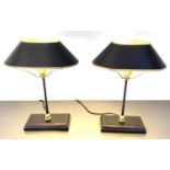 TABLE LAMPS, a pair, 42cm H x 31cm W x 20cm D, Bouillotte style. (2)