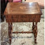 DRESSING TABLE, 59cm x 43cm x 75cm H, Biedermeier walnut with inlaid parquetry detail, with a rising