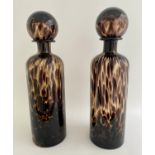 DECANTERS, a pair, 40cm x 10cm, Murano style glass. (2)