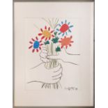 PABLO PICASSO (Spanish 1881-1973), 'Hand of Flowers', lithographic print, 100cm x 70cm, printed