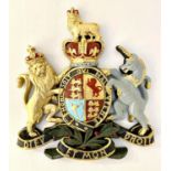 ARMORIAL WALL PLAQUE, 70cm x 75cm x 7cm, polychrome finish.