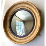 CONVEX WALL MIRROR, Regency giltwood convex plate, moulded frame and ebony slip, 57cm W.