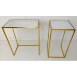 SIDE TABLES, a set of two, differing dimensions, one 66cm H x 56cm W x 30.5cm D, the other 66cm H