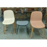DINING CHAIRS, 83cm H at tallest, a collection of three, differing designs. (3)