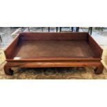 CHINESE OPIUM BED, 59cm H x 194cm W x 100cm D, elm and rattan, with detachable gallery.