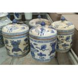 GINGER JARS, a set of four, 18cm H Chinese export style blue and white ceramic. (4)