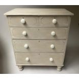 VICTORIAN PAINTED CHEST, grey painted and black lined, with five drawers, 92cm x 110cm H x 49cm.