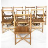 FOLDING CHAIRS, a set of eight, 1950s good quality English made beechwood. (8)