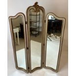 MIRRORED DRESSING SCREEN, French style, three-fold, 169cm H x 123cm W.