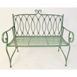 GARDEN BENCH, 96cm H x 103cm W x 51cm D, pistachio green, metal frame, contemporary design,