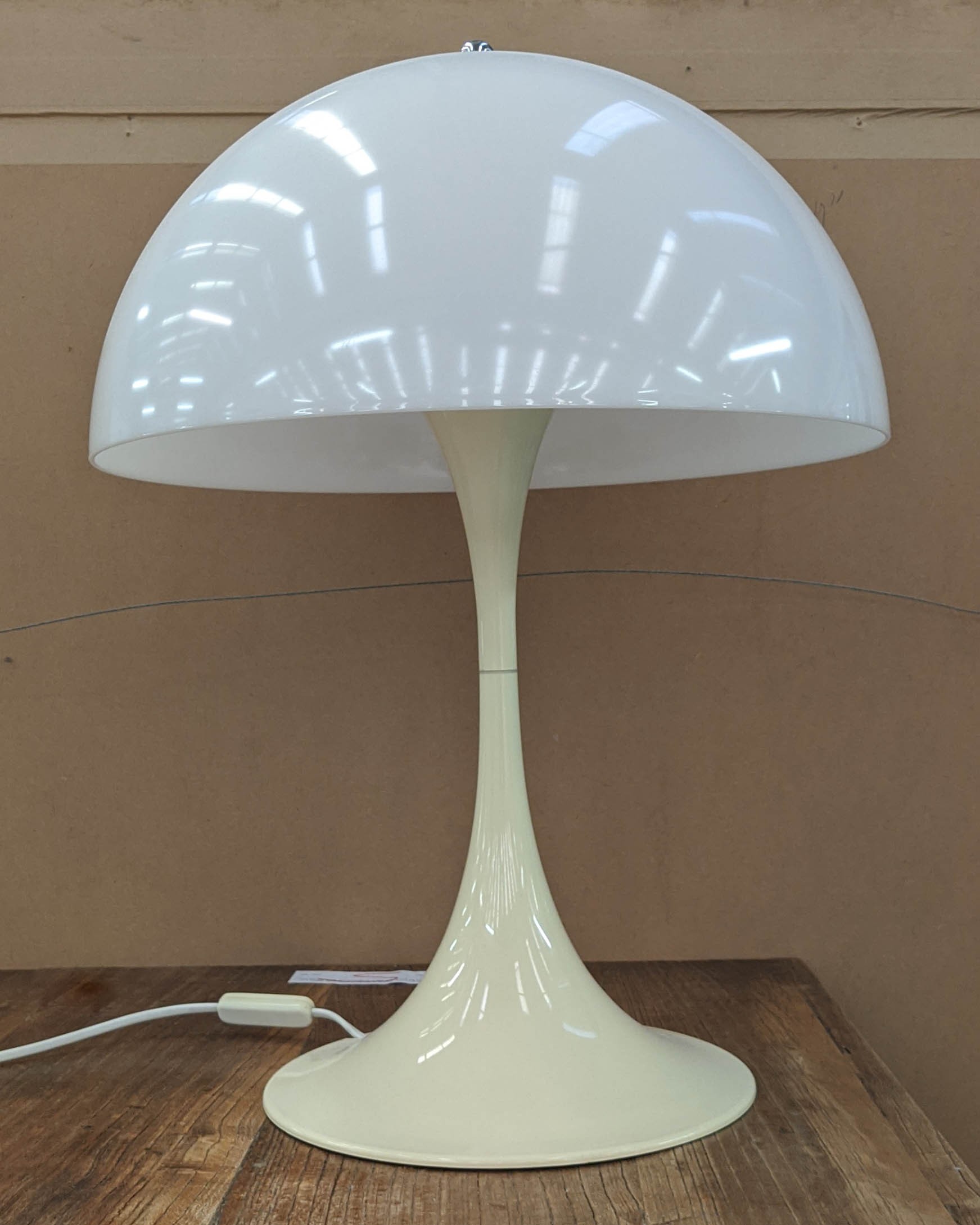 TABLE LAMP, 58cm H, designed by Vernon Panton bears label Louis Poulson, Denmark, with mushroom - Image 2 of 6