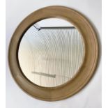 WALL MIRROR, circular with cavetto moulded solid oak framed, 120cm diam.