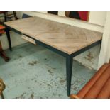 LOAF DINING TABLE, 76cm H x 265cm W (fully extended)x 70cm D, scrubbed pine herringbone top on