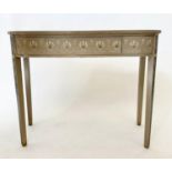 HALL TABLE, George III style hand painted with frieze drawer and tapering supports, 91cm x 38cm D
