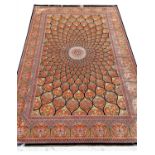 FINE PART SILK QUM DESIGN RUG, 225cm x 150cm.