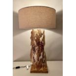 TABLE LAMP, 88cm x 50cm, gilt metal base, contemporary design, with shade.