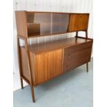 NATHAN CABINET, 1960s teak and afromosia, with glazed doors, cabinet doors and reeded drawers, 127cm