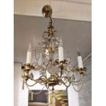 CHANDELIER, 43cm W x 51cm H excluding chain, 20th century, gilt metal and glass, with six lights.