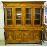 BOOKCASE, 202cm W x 211cm H x 51cm D, Biedermeier design cherrywood, with ebonised half turned