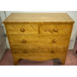 CHEST, 94cm H x 103cm W x 47cm D, Victorian birch of four drawers with VR stamped locks.