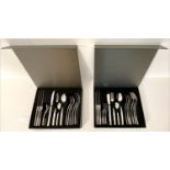 CUTLERY SETS, a pair, 23cm x 23cm, 16 pieces each, boxed. (2)