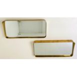 WALL MIRRORS, a pair, 90cm x 41cm, deep gilt metal frames. (2)