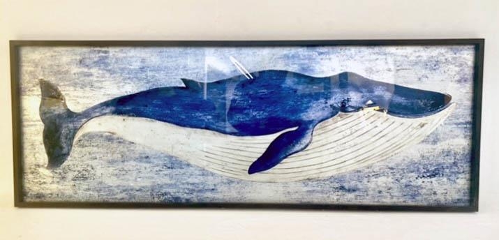 STUDY OF A BLUE WHALE, contemporary print, 43cm x 120cm.