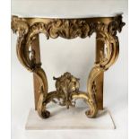 CONSOLE TABLE, 105cm W x 48cm D x 101cm H, 19th century French Louis XV style, giltwood with